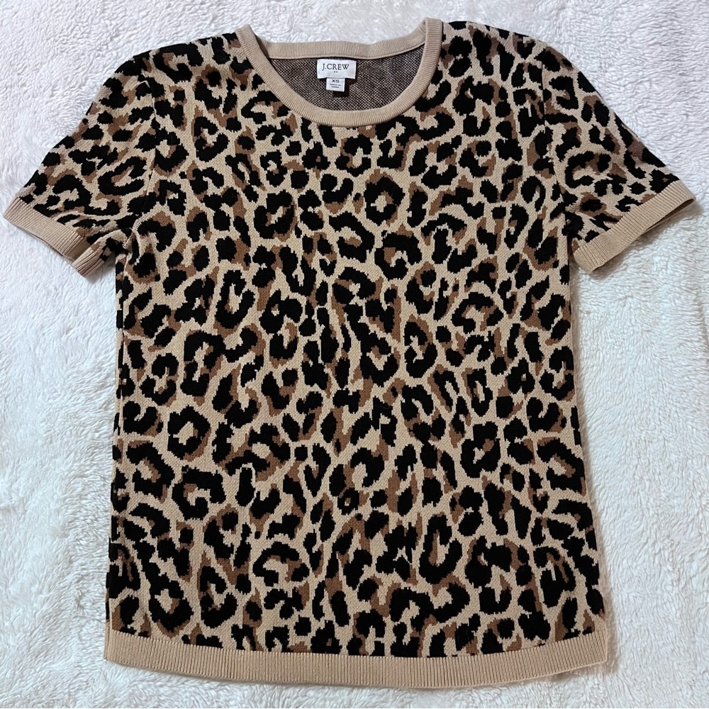 J. Crew Tan and Black Animal Print Sweater